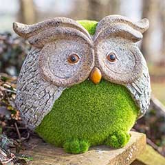 La Hacienda Flocked Owl Garden Ornament