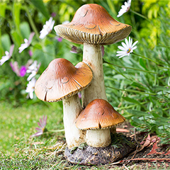 La Hacienda Woodland 3 in 1 Toadstool Garden Ornament