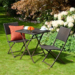 Rattan Folding Chairs Square Bistro Set - Greenfingers