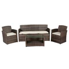 Moncafa Rattan Sofa & 2 Armchair Garden Set with Coffee Table - Greenfingers